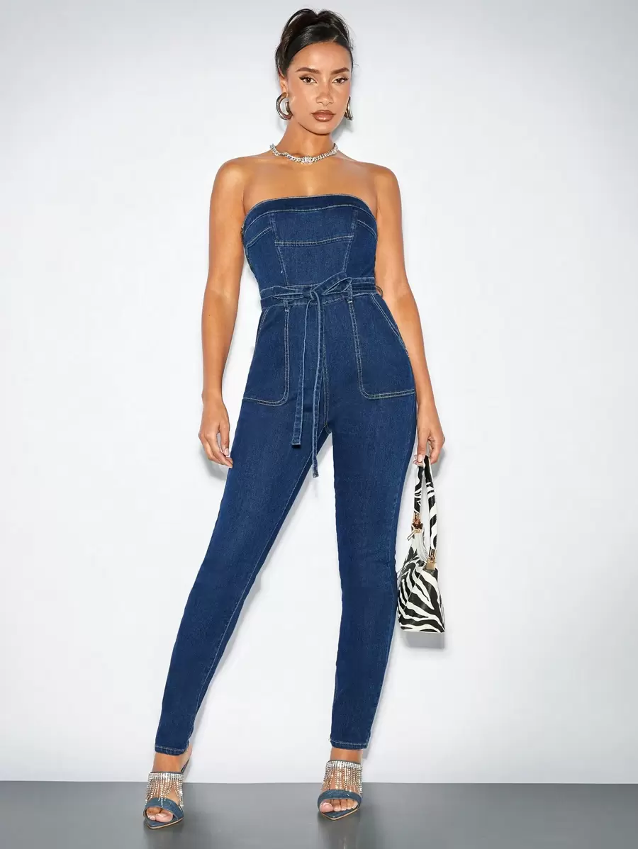 SHEIN BAE Sexy Long Denim Jumpsuit