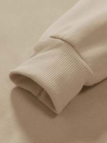 Manfinity Homme 男士字母印花圆领卫衣和抽绳腰运动裤两件套，男士两件套服装棕色，卡其色男士套装，男士两件套，秋季服装 - 卡其色 - 查看 3