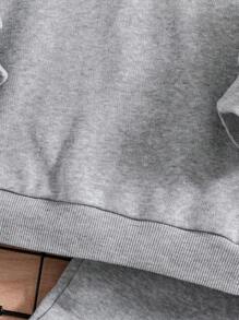 Teen Boy Embossed Letter Sweatshirt And Sweatpant Set - Grey - View 8