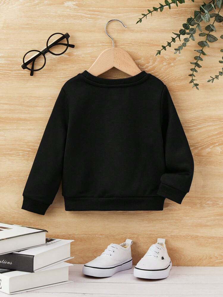 Baby Boys' Casual Round Neck Sweatshirt With Printed 2024 New Year Slogan