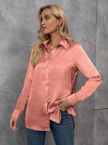 SHEIN Clasi 女款長袖襯衣 - 藕粉色 - 查看 4