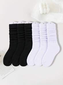 6 Pares De Calcetines Básicos De Color Liso