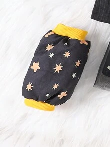 Gaun Bayi Perempuan Kontras Mesh Ruffle Rib-Knit Huruf Random Print - Hitam - View 4