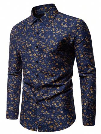 Manfinity Bizformal Chemise À Manches Longues À Imprimé Floral Pour Homme