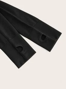 SHEIN Sports Women's Seamless Hooded Athletic Tracksuit - Black - View 12