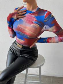 SHEIN Privé 水洗打結長袖緊身衣 - 彩色 - 查看 1