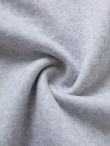 SHEIN EZwear Plus Size Fleece Letter Printed Sweatshirt - Light Grey - View 5