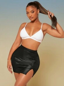 SHEIN SXY Falda Con Dobladillo Dividido Para Mujer - Negro - Ver 4