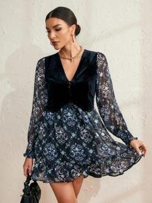 Aveloria 隨機印花長袖連衣裙 - 彩色 - 查看 3