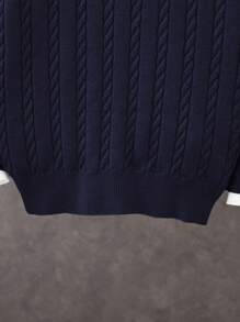SHEIN 男童圓領纜繩針織毛衣長袖款 - 寶藍色 - 查看 5