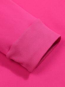 ROMWE MEN Street Life Men'S Letter & Basketball Print Hooded Sweatshirt - Hot Pink - View 5