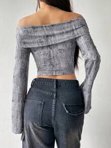 SHEIN EZwear 女裝修身剪裁露肩t恤 - 彩色 - 查看 2