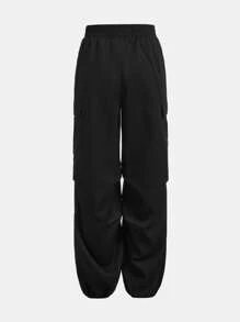 SHEIN Leap Crew Teenage Girls' Star Pattern T-shirt And Cargo Pants 2pcs Outfit Set