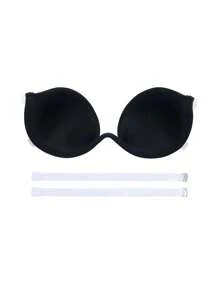 Strapless Bra With Transparent Shoulder Straps And Back - Black - View 8