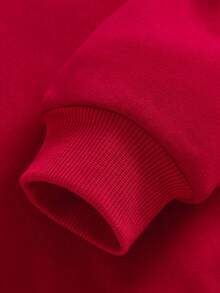 SHEIN 女童休閒圖案印花長袖連帽衛衣,適合秋冬 - 紅色 - 查看 3