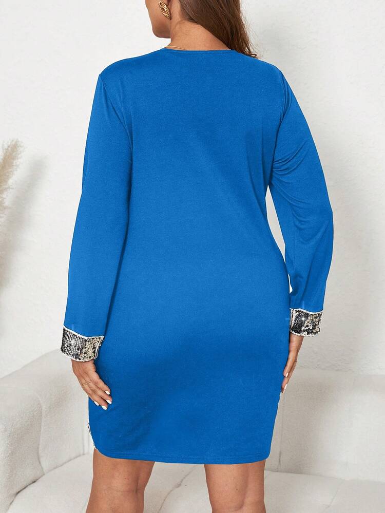 Plus Size Lace Splicing Wrap Hem Sweatshirt