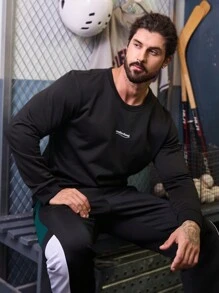 Gym Rark 男友风格男士字母图案长袖运动卫衣 男友风格男士卫衣 洛杉矶卫衣moletom Corinthians黑色男士卫衣男士卫衣男士卫衣 - 黑色 - 查看 2