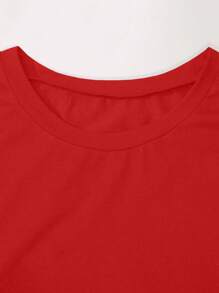 SHEIN LUNE New Year Slogan Printed T-Shirt - Red - View 3