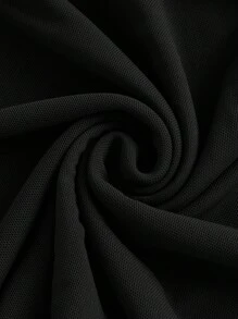 SHEIN MOD Top De Manga Larga Con Cuello Medio Alto En Color Sólido - Negro - Ver 4
