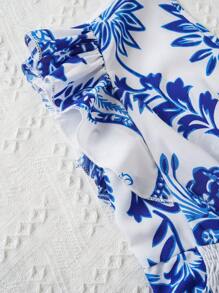 Trelyra 女士花卉印花收縮腰寬鬆襯衫 - 白色 - 查看 5