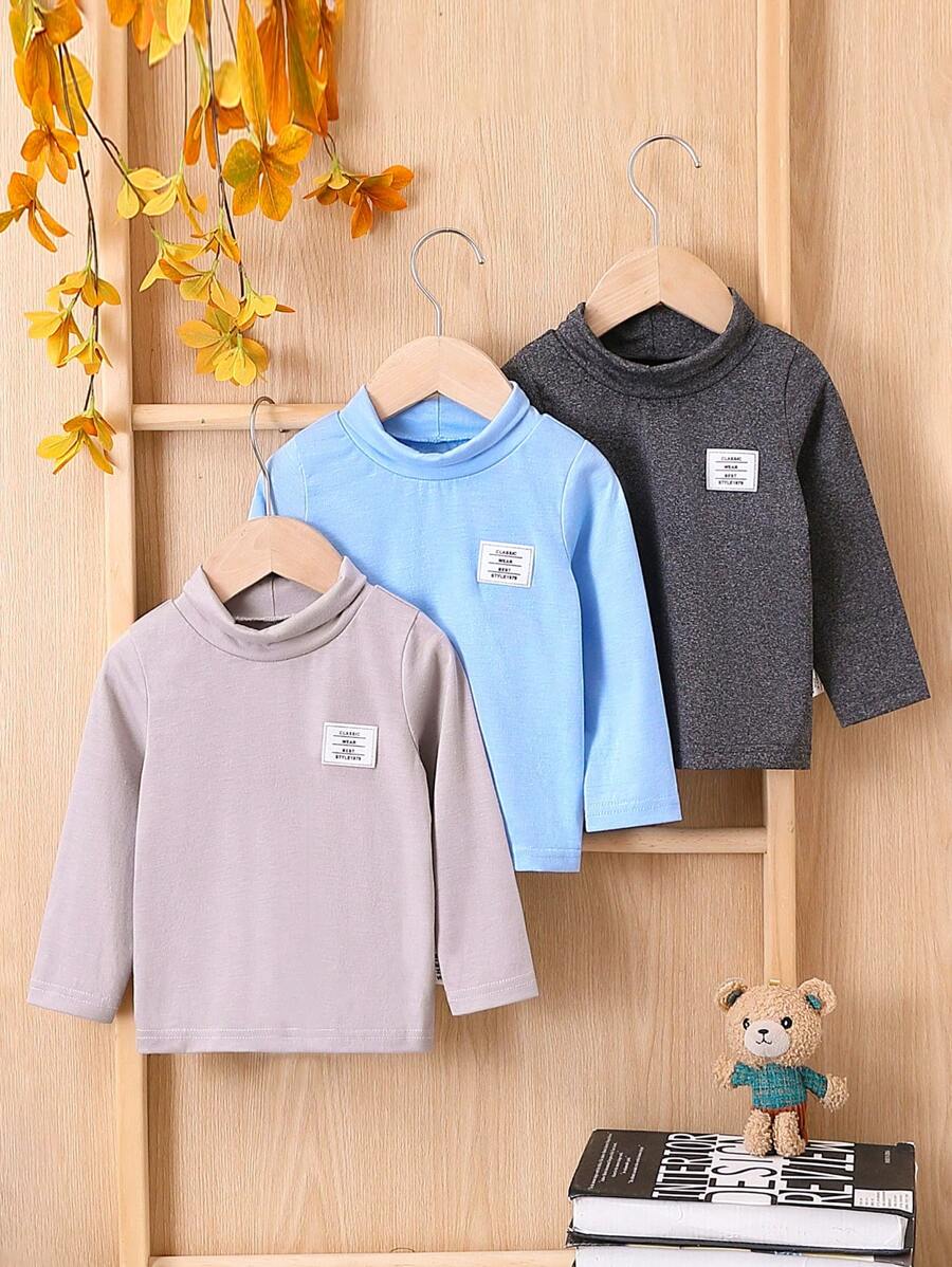 3入組嬰兒男童高領長袖t卹 - 彩色 - 查看 1