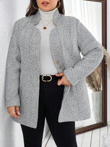 SHEIN Frenchy Tenue casual et simple pour tous les jours, pour l'hiver, Tailles plus - Gris - Voir 4