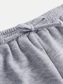 Cô gái Tween Đúng mốt Thể thao Dệt kim Thẳng Quần short chân rộng - Màu Xám nhạt - Xem 3