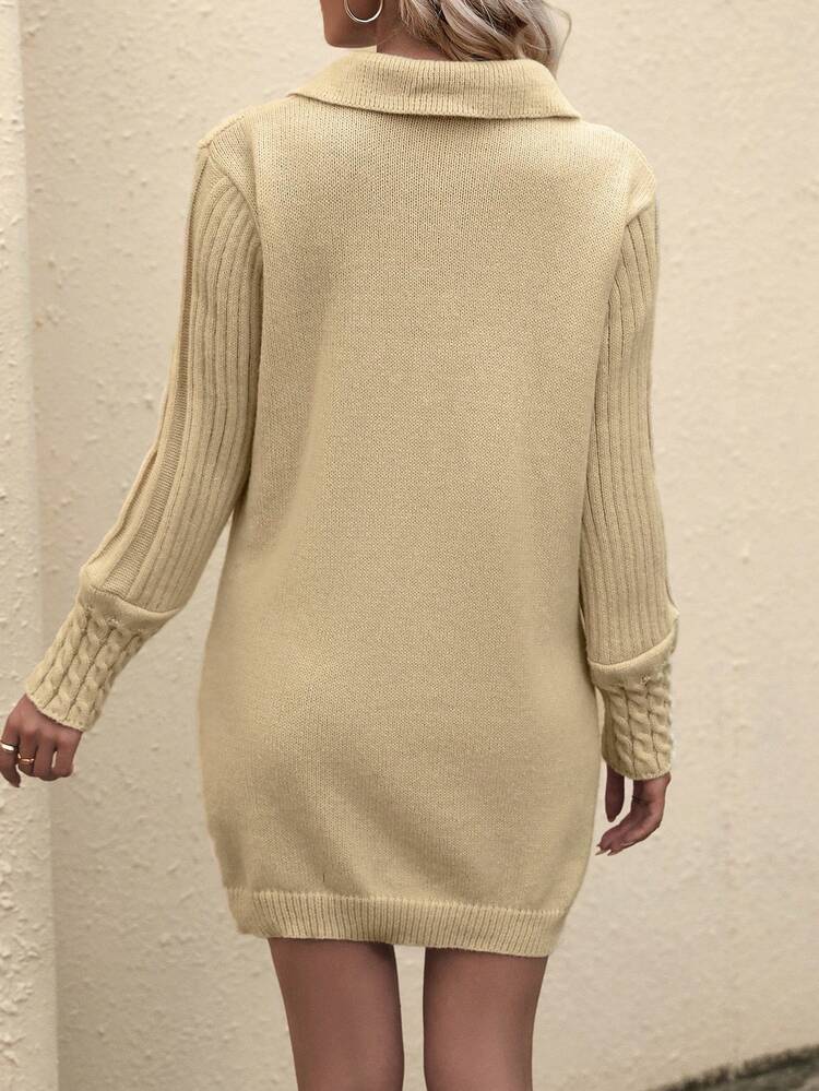 Women's Polo Collar Knitted Sweater Dress