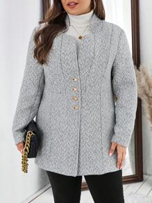 SHEIN Frenchy Tenue casual et simple pour tous les jours, pour l'hiver, Tailles plus - Gris - Voir 3