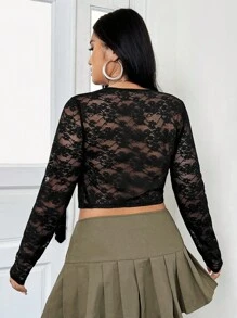 SHEIN X MariajoseGi SHEIN ICON Rozmiar Plus Wgłębić Detal Sznurówka Przycięte Topy