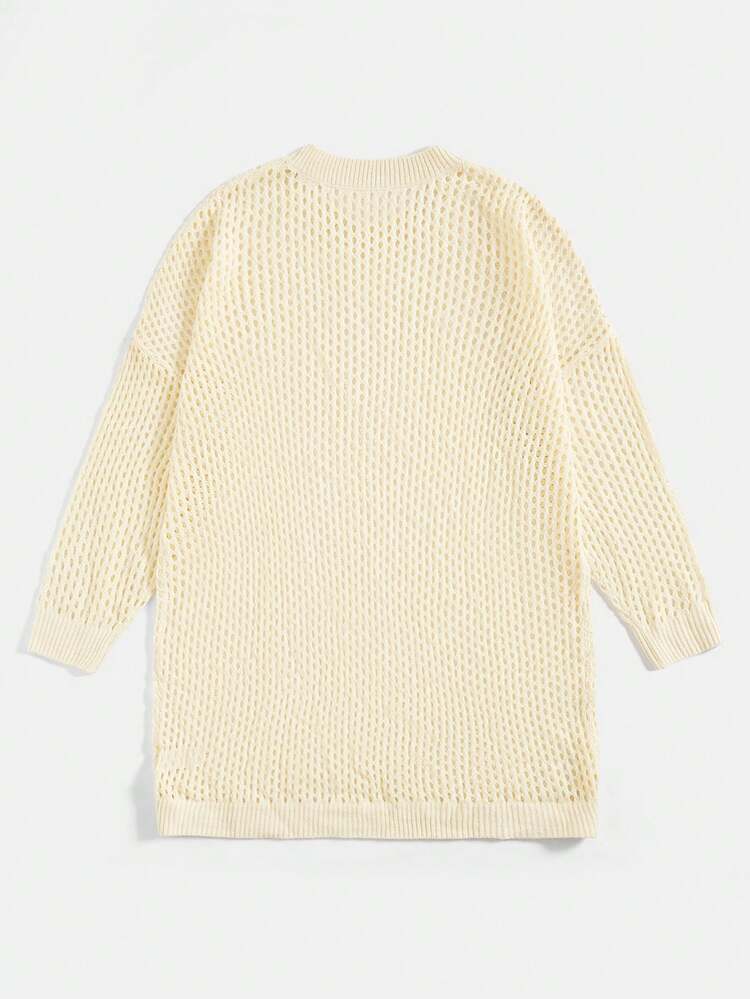 Plus Size Solid Color Drop Shoulder Sweater