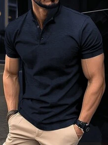 Manfinity Homme 男士短袖polo衫 - 藏蓝色 - 查看 1