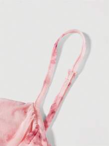 Plus Size Ruffled Bodycon Dress With Floral Print And Spaghetti Straps - Pink - View 4