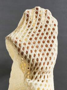 ROMWE PUNK Plus Size Solid Color Drop Shoulder Sweater - Beige - View 6