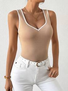 SHEIN Privé Colorblock Striped Trim Cami Top - Multicolor - View 4