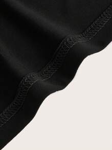SHEIN MOD Top De Manga Larga Con Cuello Medio Alto En Color Sólido - Negro - Ver 3