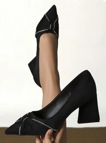 Fashionable Women's Rhinestone High Heel Pumps, Suitable For Parties - Black - View 1