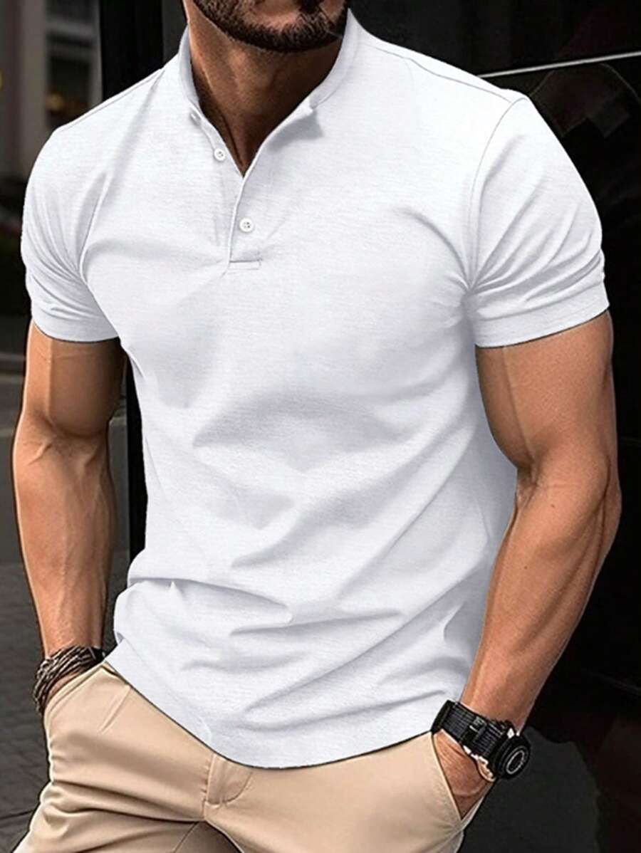 Manfinity Homme 男士短袖 Polo 衫 - 白色 - 查看 1