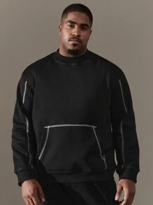 SHEIN Manfinity Homme Men's Plus Size Solid Color Round Neck Long Sleeve Casual Sweatshirt