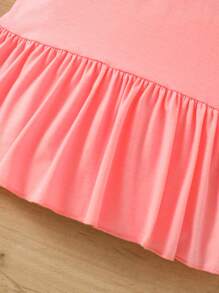 SHEIN 韓國風格兒童夏裝2023新款,時尚公主裙 - 粉色 - 查看 4