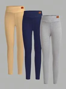 女孩伸縮舒適褲襪，3入組不同顏色 - 彩色 - 查看 1