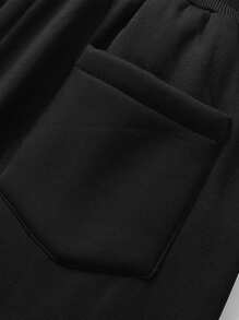 Pantalones Aislados Para Hombres Con Cintura Con Cordón Para Mantener El Calor - Negro - Ver 3