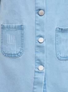 女童無彈力中長款休閒牛仔裙 - 藍色 - 查看 5