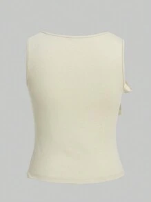 ROMWE Fairycore Y2K Mushroom Fairy Criss-Cross Strap Women Tank Top - Apricot - View 2