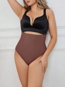 Plus Size High Waist Shapewear Bottoms - Coffee Brown - View 5