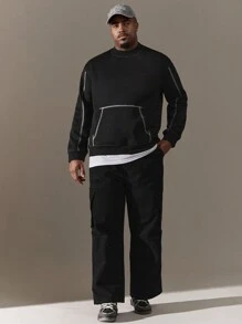 SHEIN Manfinity Homme Men's Plus Size Solid Color Round Neck Long Sleeve Casual Sweatshirt