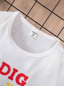 男童卡通印花短袖t恤 - 白色 - 查看 6