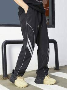 Manfinity EMRG 男士寬鬆大碼束口褲,對比側插口袋設計 - 黑色 - 查看 7