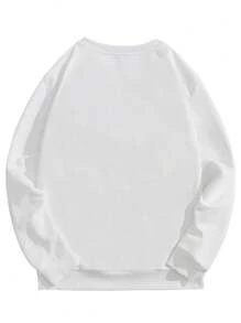 Manfinity Homme Men Plus Letter Graphic Thermal Lined Sweatshirt - White - View 2