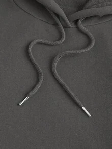 SHEIN EZwear 女士字母印花連帽衛衣 - 灰色 - 查看 3